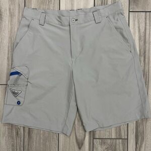 Columbia PFG Adult Mens Shorts 34 Stretch Gray Outdoor Fishing *